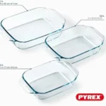 Juego de 3 platos de horno Pyrex rectangulares