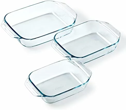 Juego de 3 platos de horno Pyrex rectangulares
