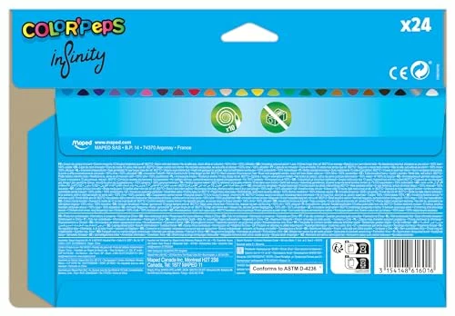Maped Peps Infinity, lápices de colores triangulares, set de 24