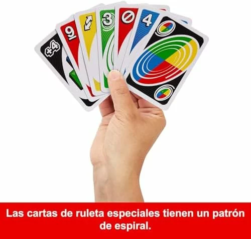 Mattel Games UNO Spin juego de cartas con ruleta