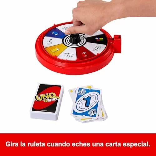 Mattel Games UNO Spin juego de cartas con ruleta