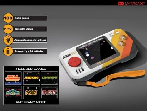 My Arcade DGUNL-7015 Atari Pocket Player Pro Handheld Portable Gaming System 100 Games