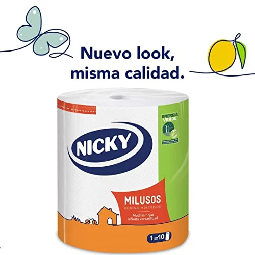 Nicky Milusos, pack de 6 rollos de papel de cocina de 2 capas