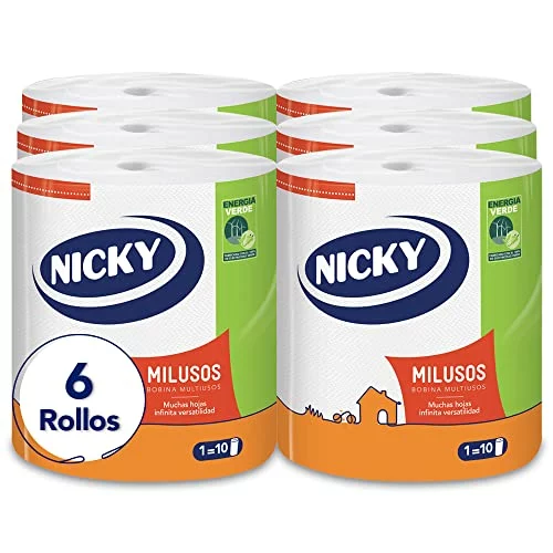 Nicky Milusos, pack de 6 rollos de papel de cocina de 2 capas