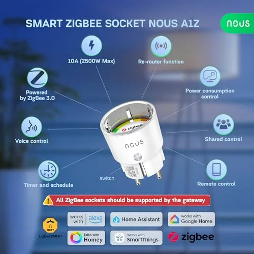 NOUS A1Z enchufe inteligente ZigBee con monitorización energética Pack 1 10A