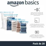 Pack de 20 bolsas de vacío Amazon Basics con bomba manual