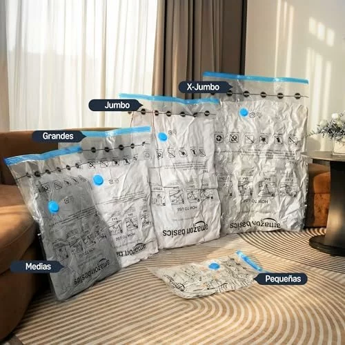 Pack de 20 bolsas de vacío Amazon Basics con bomba manual