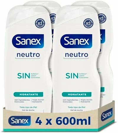 Pack de 4 geles de ducha hidratantes Sanex Neutro 600 ml