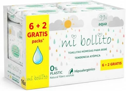 Pack de 8 toallitas bebé Mi Bollito Aqua Pure