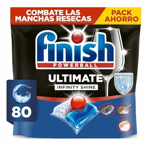 Pastillas Finish Powerball Ultimate Infinity Shine para lavavajillas, 80 unidades