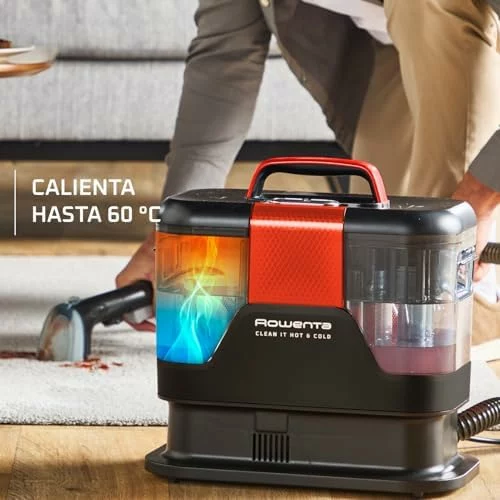 Rowenta Clean It Hot & Cold, Aspiradora tapicerías 1150W, 5 Acc, Negro