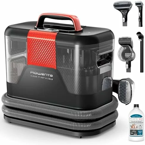 Rowenta Clean It Hot & Cold, Aspiradora tapicerías 1150W, 5 Acc, Negro