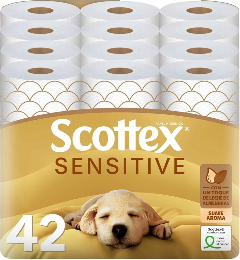 Scottex Sensitive papel higiénico 42 rollos, 3 capas por 22,33 euros