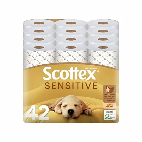 Scottex Sensitive papel higiénico 42 rollos, 3 capas por 22,33 euros