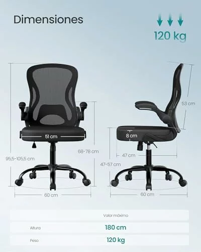 Silla de oficina ergonómica SONGMICS de malla con soporte lumbar