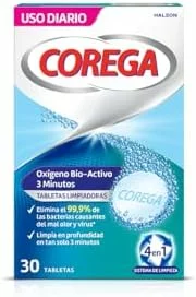 Tablet Corega Oxígeno Bio-Activo tabletas limpiadoras para prótesis dentales, 30 unidades
