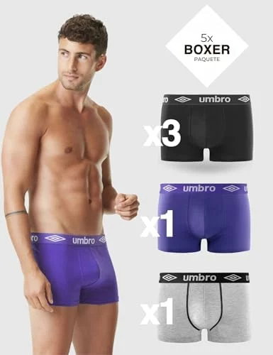 Umbro Calzoncillos Hombre Boxer 100% Algodón Pack 5