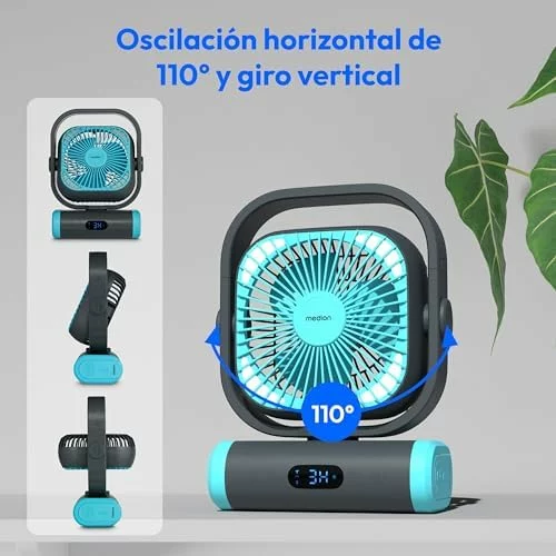 Ventilador portátil MEDION E10 TF con batería y mando