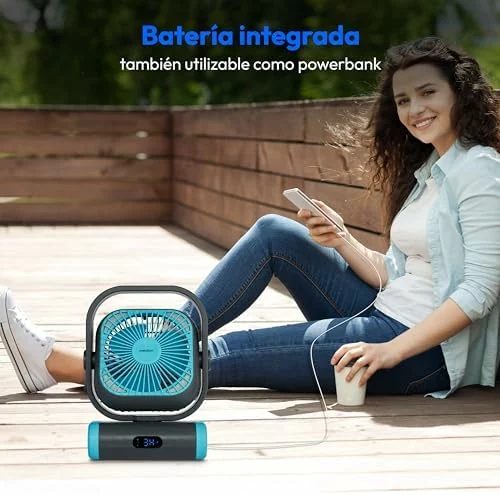 Ventilador portátil MEDION E10 TF con batería y mando