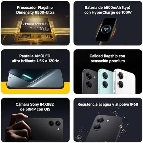 XIAOMI POCO X8 Pro Smartphone de 12+512GB Negro Batería de 6500mAh