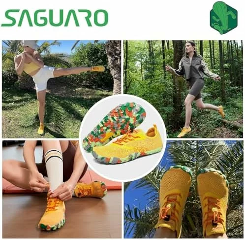 Zapatillas minimalistas SAGUARO barefoot de trail y agua, amarillo