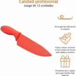 Amazon Basics juego de cuchillos de colores con 12 piezas y fundas