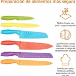 Amazon Basics juego de cuchillos de colores con 12 piezas y fundas
