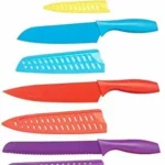 Amazon Basics juego de cuchillos de colores con 12 piezas y fundas