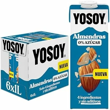 Bebida de almendra sin azúcar YOSOY, pack de 6 litros