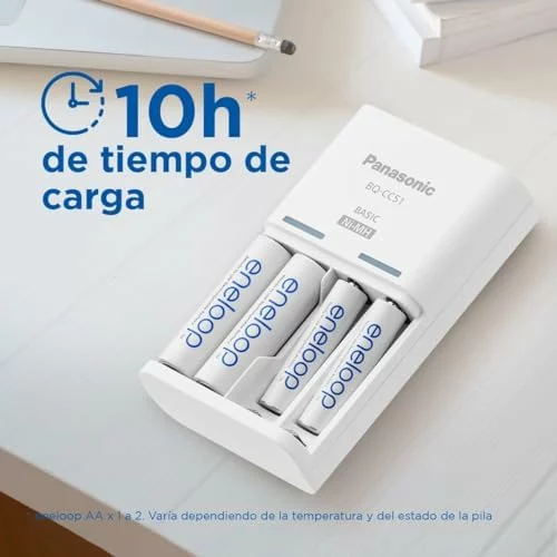 Cargador Panasonic eneloop Basic con 4 pilas AAA