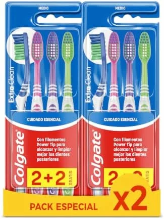 Cepillo de dientes Colgate Extra Clean medio pack 2+2 multicolor