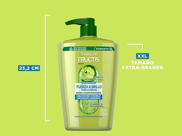 Champú Garnier Fructis Fuerza & Brillo XXL 1 litro 1000ML pack x3 17.40 por 17.40
