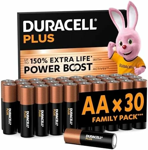 DURACELL Plus AA Pilas Alcalinas (Paquete de 30) 1.5V, LR06