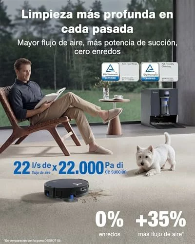 ECOVACS X12 OMNICYCLONE Care Complete Robot Aspirador y fregasuelos,22000pa