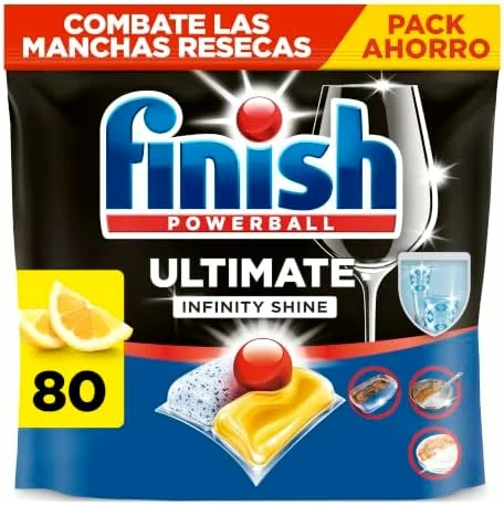 Finish Ultimate Infinity Shine pastillas para lavavajillas limón, 80 unidades