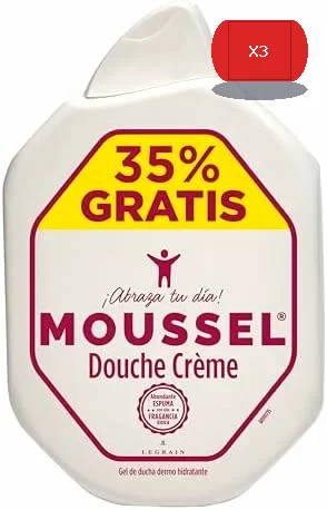 Gel de ducha cremoso Moussel 650 ml + 250 ml gratis 3×2 por 9,72 euros