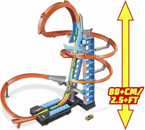 Hot Wheels Sky Crash Tower pista con coche de juguete