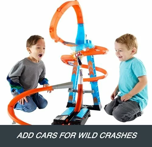 Hot Wheels Sky Crash Tower pista con coche de juguete