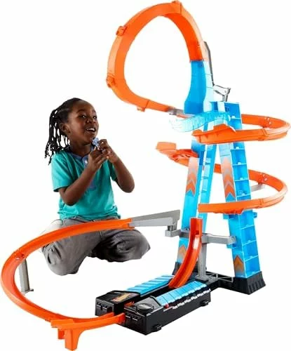 Hot Wheels Sky Crash Tower pista con coche de juguete