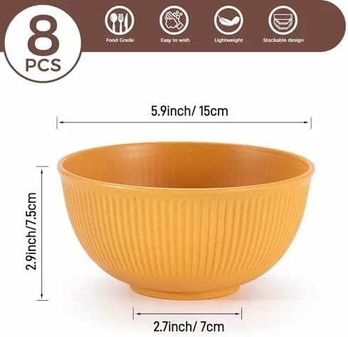 Juego de 8 cuencos Osrioal irrompibles para desayuno y sopa