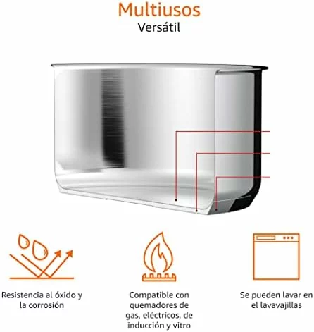 Juego de ollas de inducción Amazon Basics de acero inoxidable, 3 piezas