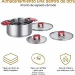 Juego de ollas de inducción Amazon Basics de acero inoxidable, 3 piezas