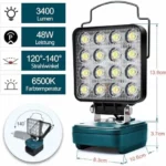 Lámpara LED inalámbrica Bosch 18 V de 48 W 18V 48W