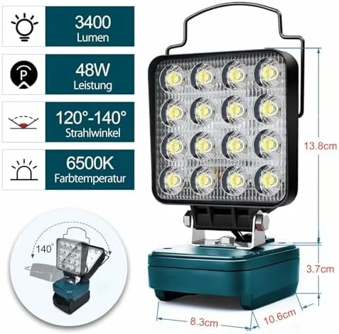 Lámpara LED inalámbrica Bosch 18 V de 48 W 18V 48W