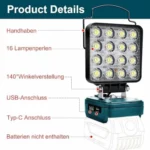 Lámpara LED inalámbrica Bosch 18 V de 48 W 18V 48W