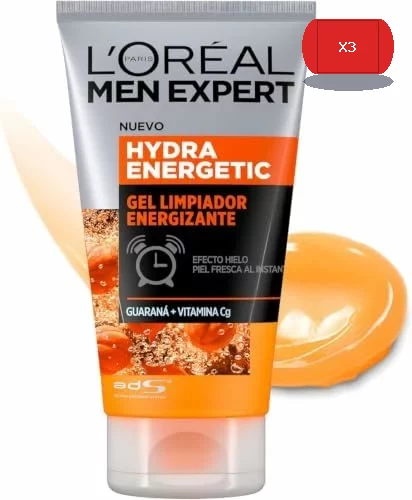 L’Oréal Men Expert Hydra Energetic Gel Limpiador Energizante, 100ml Pack l 3×2 por 8,40 euros
