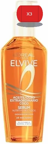L’Oréal Paris Elvive Aceite Extraordinario Sérum Coco para Pelo Seco, 100ml Pack l 3×2 por 15,18 €