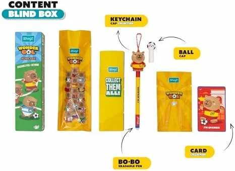 Mr. Wonderful Wonder Gol Blind Box bolígrafo borrable sorpresa con llavero capibara
