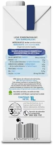Pack de 6 briks de leche semidesnatada Lauki UHT