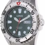 Reloj automático Lorus para hombre en acero plata y verde